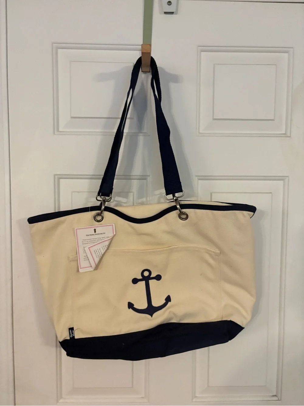 Canvas Anchor Thermal Tote Bag - Navy and Cream
